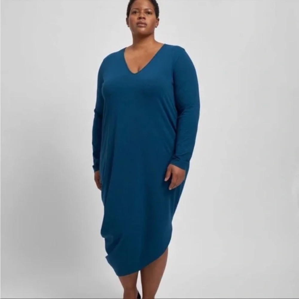 NWT Universal Standard 4XS Iconic Long Sleeve V-Neck Geneva Dress in Storm Blue